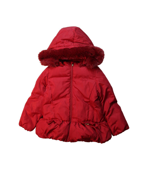 A Red Puffer/Quilted Jackets from Kingkow in size 4T for girl. (Front View)
