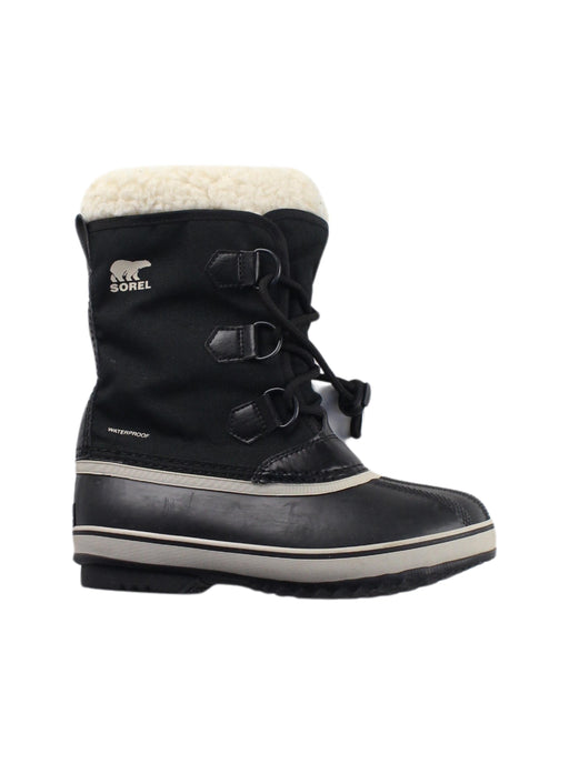 A Black Winter Boots from Sorel in size 9Y for boy. (Front View)