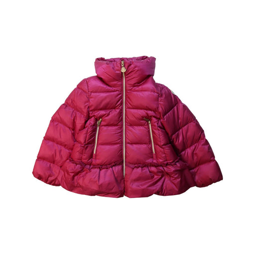 A Pink Puffer/Quilted Jackets from Moncler in size 2T for girl. (Front View)