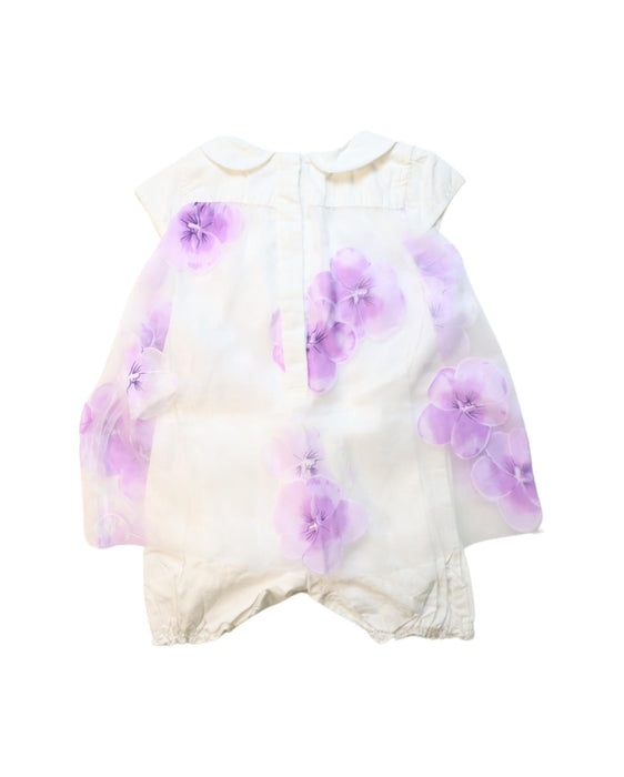 A White Short Sleeve Rompers from Chickeeduck in size 12-18M for girl. (Back View)