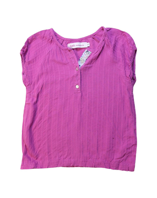 A Pink Short Sleeve Tops from Little Mercerie in size 5T for girl. (Front View)