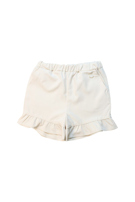 A White Shorts from Petit Main in size 4T for girl. (Front View)