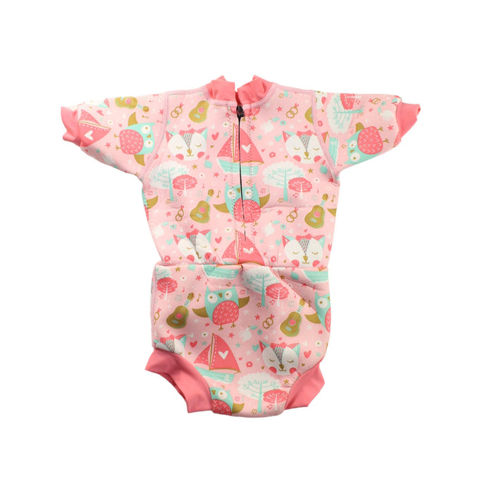 A Pink Wetsuits from Splash About in size 6-12M for girl. (Back View)