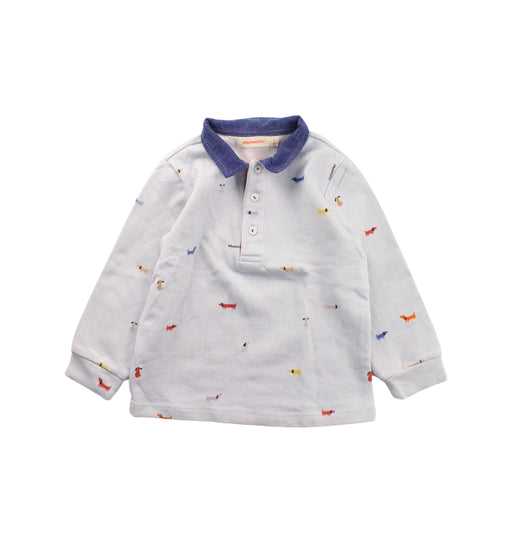 A White Long Sleeve Polos from Momonittu in size 2T for boy. (Front View)