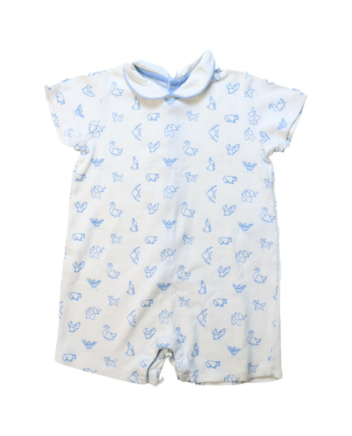 A White Short Sleeve Rompers from Armani in size 6-12M for boy. (Front View)