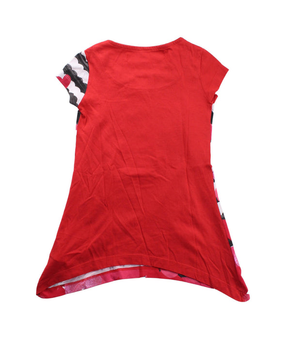 A Red Short Sleeve Dresses from Desigual in size 3T for girl. (Back View)