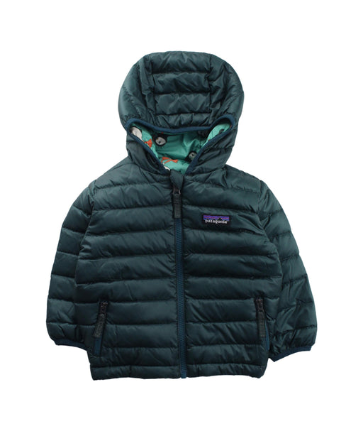 A Green Puffer/Quilted Jackets from Patagonia in size 12-18M for boy. (Front View)