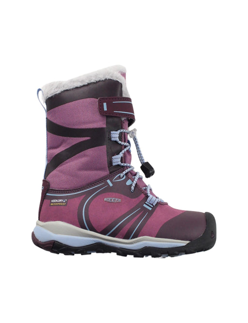 A Pink Winter Boots from Keen in size 4T for boy. (Front View)