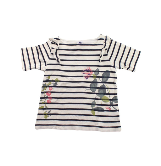 A Blue Long Sleeve Tops from Petit Bateau in size 6T for girl. (Front View)