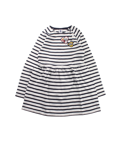 A Blue Long Sleeve Dresses from Petit Bateau in size 8Y for girl. (Front View)