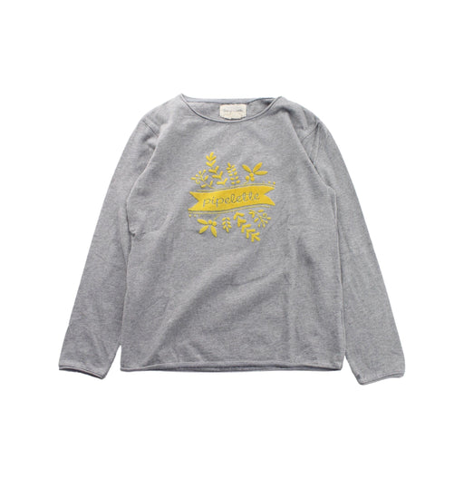 A Grey Long Sleeve T Shirts from Arsène et les pipelettes in size 6T for girl. (Front View)