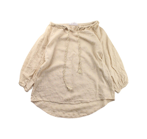 A Beige Long Sleeve Tops from Excuse My French in size 8Y for girl. (Front View)