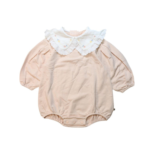A Beige Short Sleeve Bodysuits from Happyland in size 12-18M for girl. (Front View)