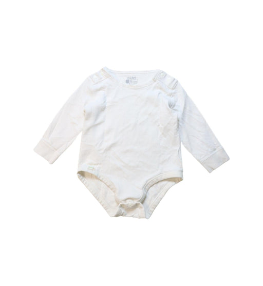 A White Long Sleeve Bodysuits from Mides in size 12-18M for neutral. (Front View)