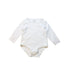 A White Long Sleeve Bodysuits from Mides in size 12-18M for neutral. (Front View)