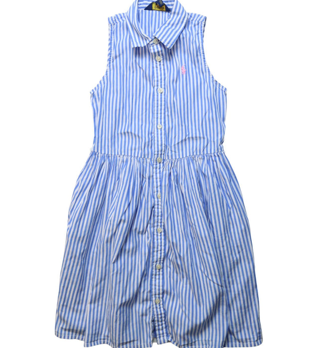 A Blue Sleeveless Dresses from Polo Ralph Lauren in size 6T for girl. (Front View)