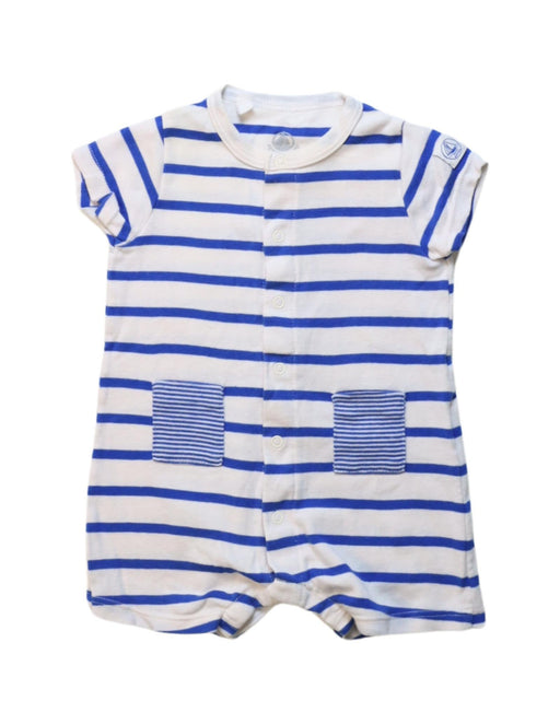 A Blue Short Sleeve Rompers from Petit Bateau in size 0-3M for boy. (Front View)