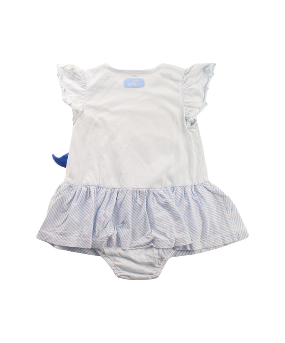 A Blue Short Sleeve Bodysuits from Mides in size 6-12M for girl. (Back View)