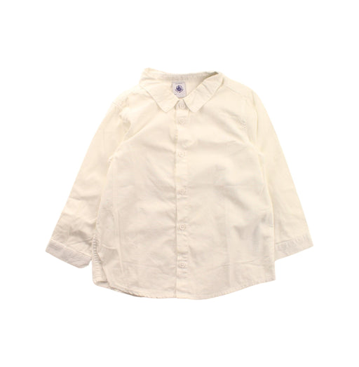A White Long Sleeve Shirts from Petit Bateau in size 3T for girl. (Front View)