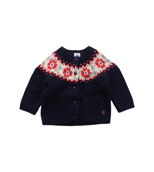 A Blue Cardigans from Petit Bateau in size 3-6M for girl. (Front View)