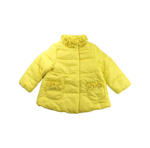 A Yellow Puffer/Quilted Jackets from Kingkow in size 12-18M for girl. (Front View)