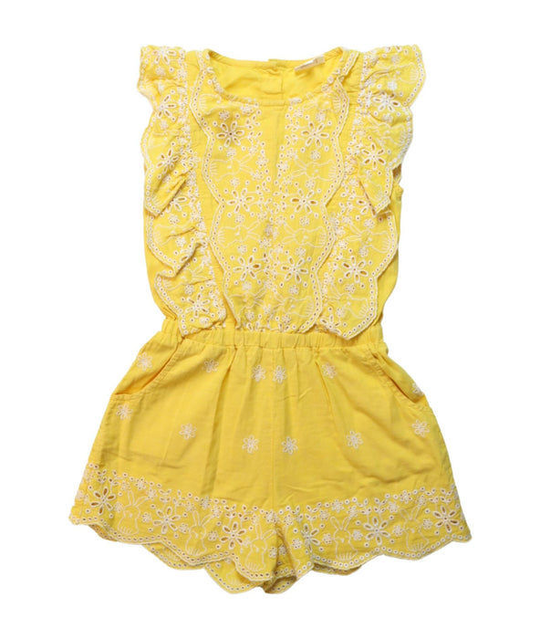 A Yellow Sleeveless Rompers from Seed in size 6T for girl. (Front View)