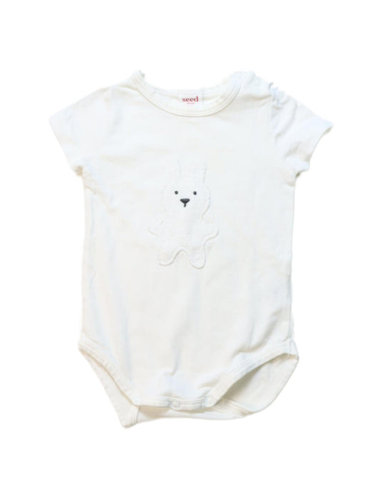 A White Short Sleeve Bodysuits from Seed in size 0-3M for neutral. (Front View)