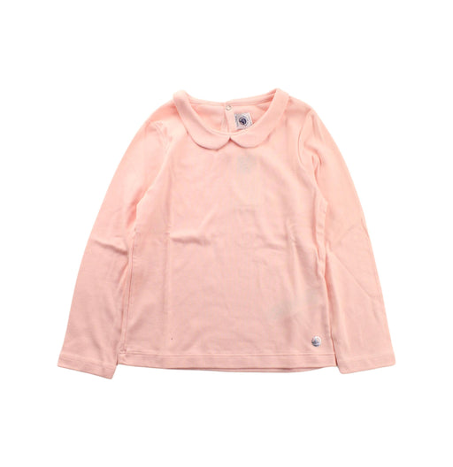 A Pink Long Sleeve Tops from Petit Bateau in size 5T for girl. (Front View)