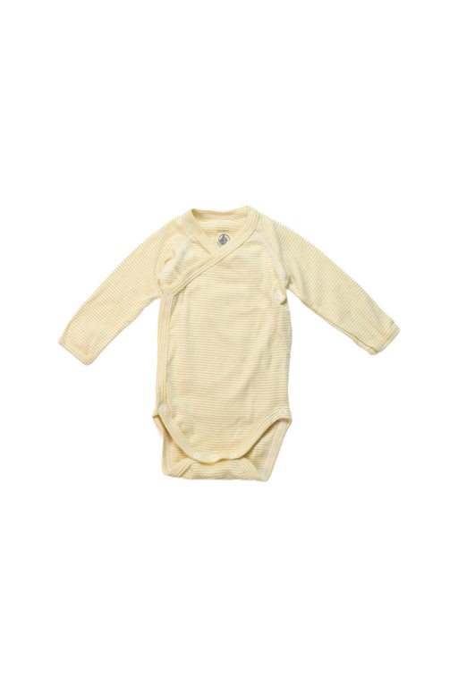 A Yellow Long Sleeve Bodysuits from Petit Bateau in size 0-3M for neutral. (Front View)