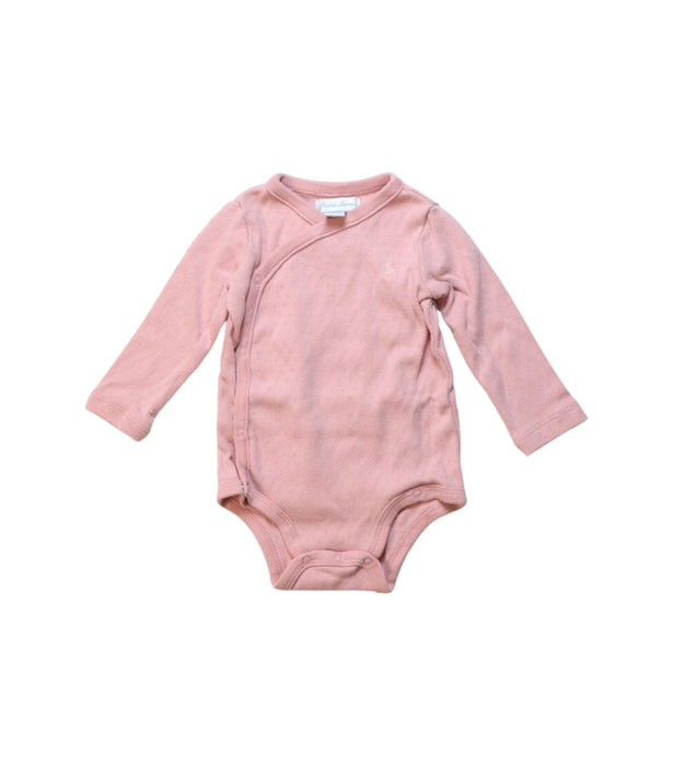A Pink Long Sleeve Bodysuits from Ralph Lauren in size 0-3M for girl. (Front View)