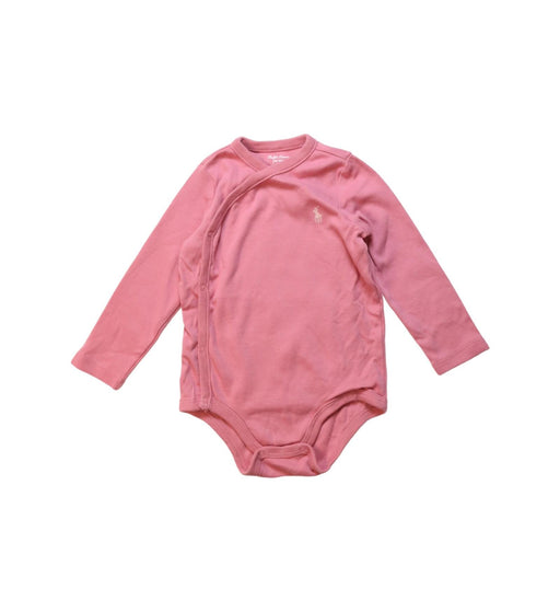 A Pink Long Sleeve Bodysuits from Ralph Lauren in size 6-12M for girl. (Front View)