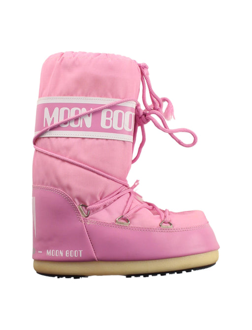 A Pink Winter Boots from Moon Boot in size 6T for girl. (Front View)