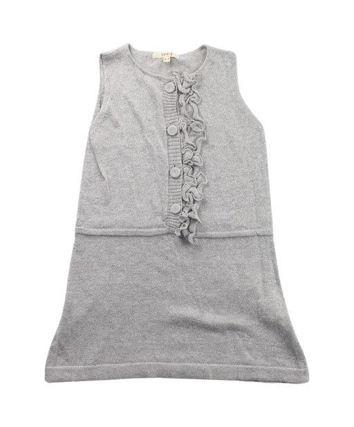 A Grey Sleeveless Dresses from Seed in size 2T for girl. (Front View)