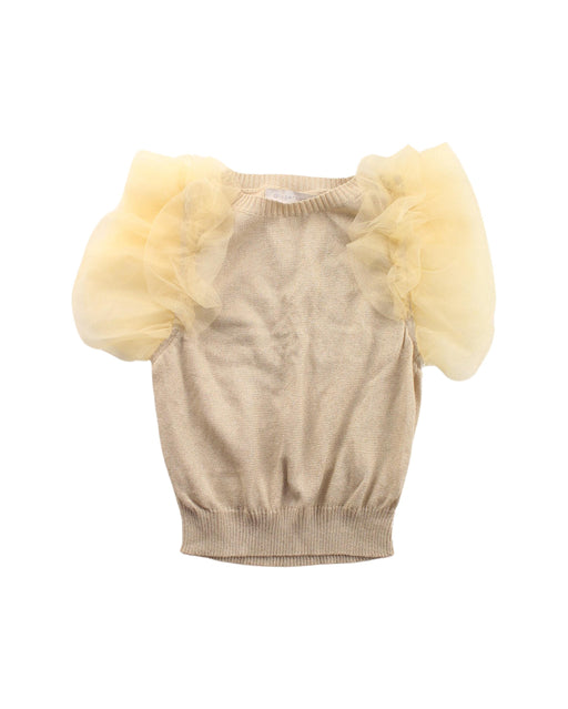 A Beige Short Sleeve Tops from Gingersnaps in size 8Y for girl. (Front View)