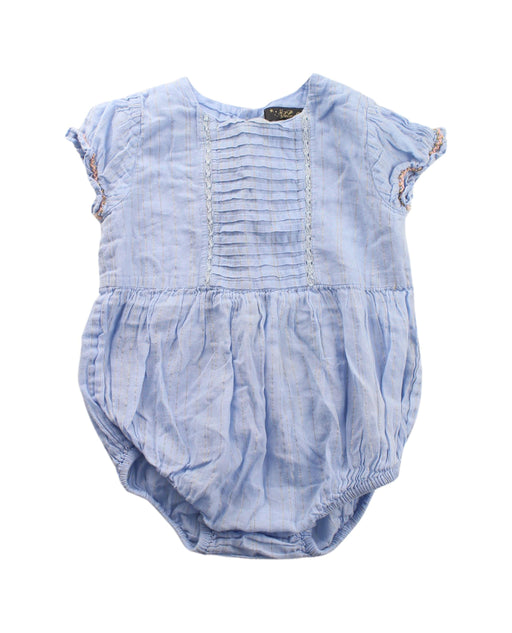 A Blue Short Sleeve Bodysuits from Velveteen in size 12-18M for girl. (Front View)