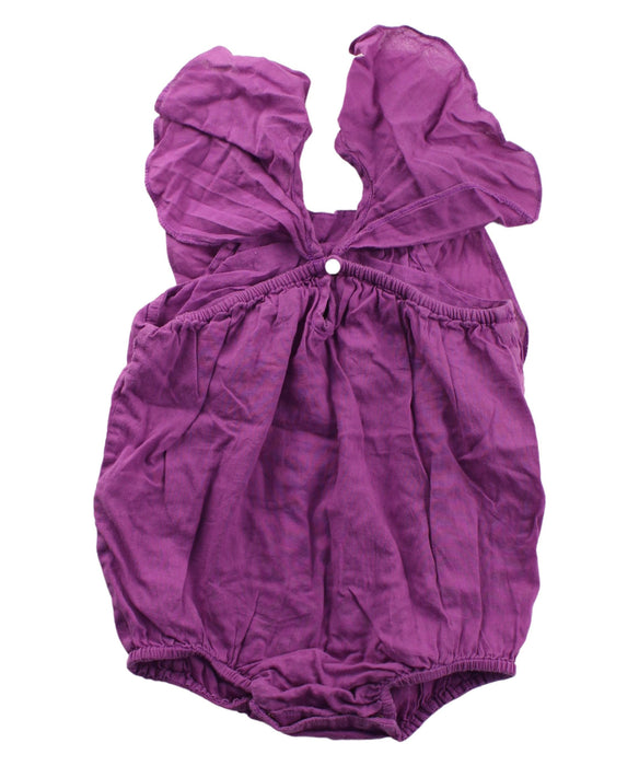 A Purple Short Sleeve Bodysuits from Velveteen in size 3-6M for girl. (Back View)