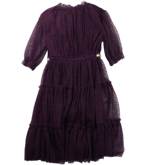 A Purple Long Sleeve Dresses from Velveteen in size 3T for girl. (Back View)