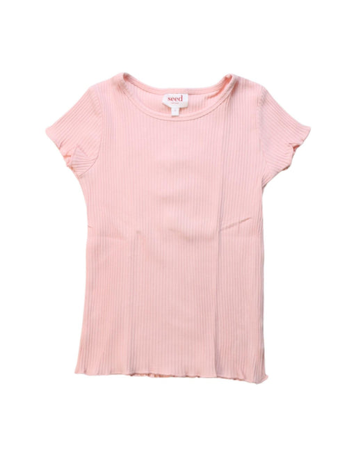 A Pink Short Sleeve T Shirts from Seed in size 5T for girl. (Front View)