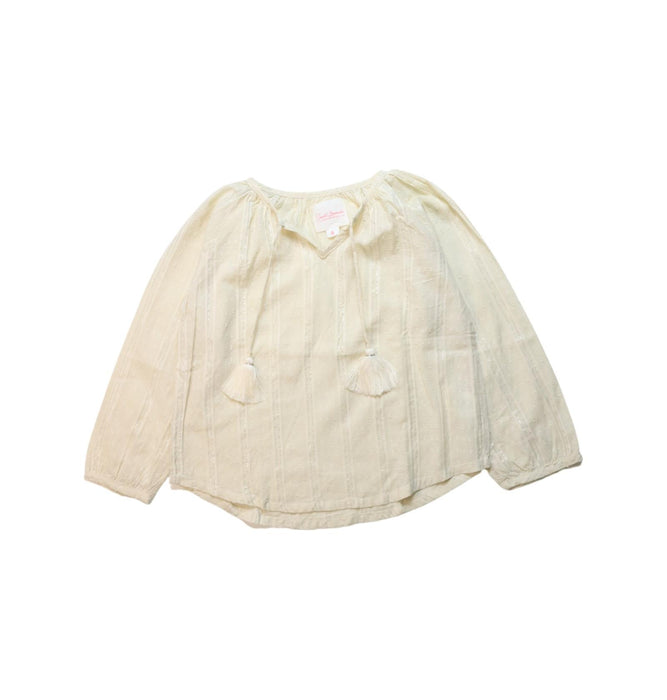A Ivory Long Sleeve Tops from Sunset Limonade in size 6T for girl. (Front View)