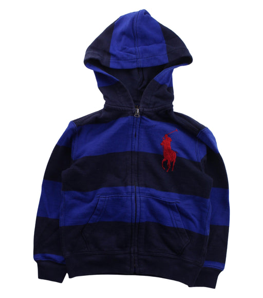 A Blue Zippered Sweatshirts from Polo Ralph Lauren in size 4T for boy. (Front View)