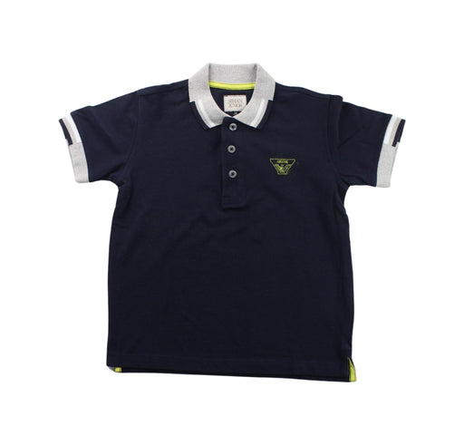 A Blue Short Sleeve Polos from Armani in size 5T for boy. (Front View)