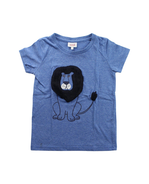 A Blue Short Sleeve T Shirts from Seed in size 5T for boy. (Front View)