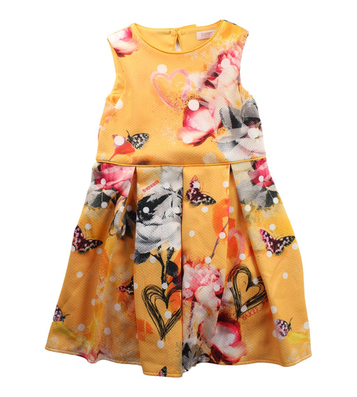 A Yellow Sleeveless Dresses from Baker by Ted Baker in size 5T for girl. (Front View)