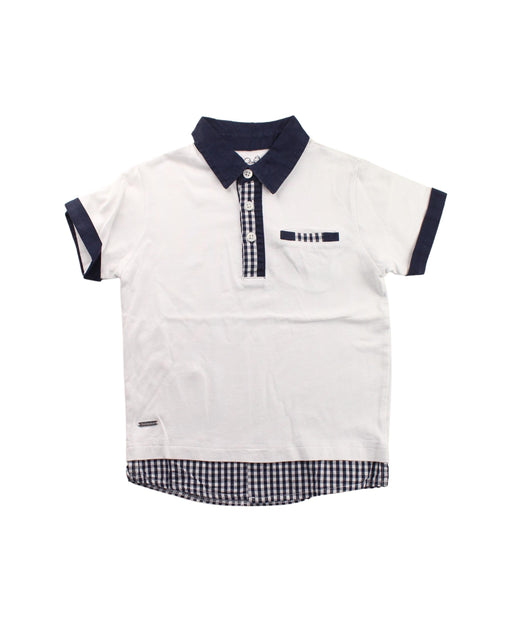 A White Short Sleeve Polos from Chickeeduck in size 4T for boy. (Front View)