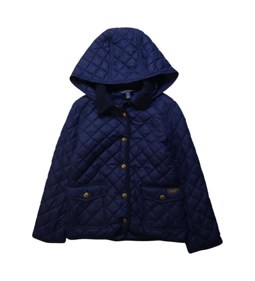 A Navy Puffer/Quilted Jackets from Polo Ralph Lauren in size 7Y for girl. (Front View)