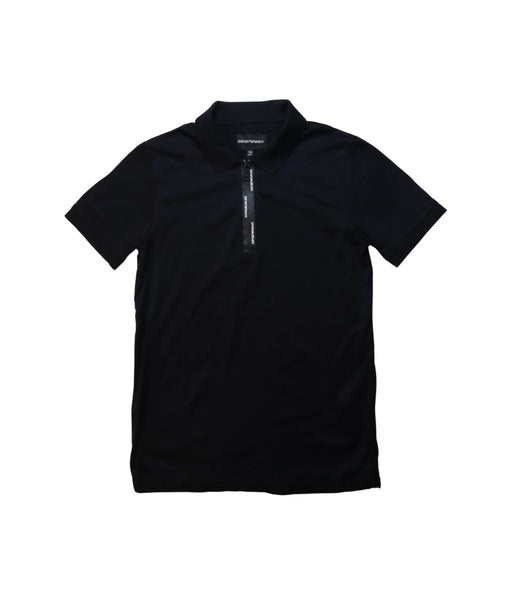 A Black Short Sleeve Polos from Armani in size 12Y for boy. (Front View)