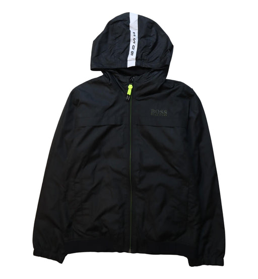 A Black Lightweight Jackets from Boss in size 10Y for boy. (Front View)
