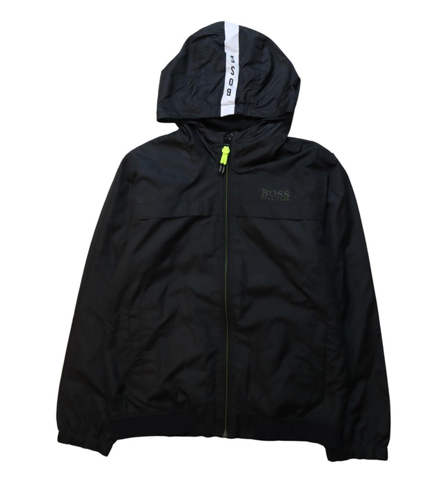 A Black Lightweight Jackets from Boss in size 10Y for boy. (Front View)