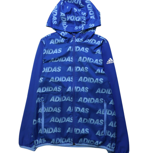 A Blue Lightweight Jackets from Adidas in size 12Y for boy. (Front View)