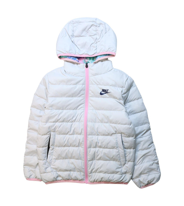 A Multicolour Puffer/Quilted Jackets from Nike in size 7Y for girl. (Back View)